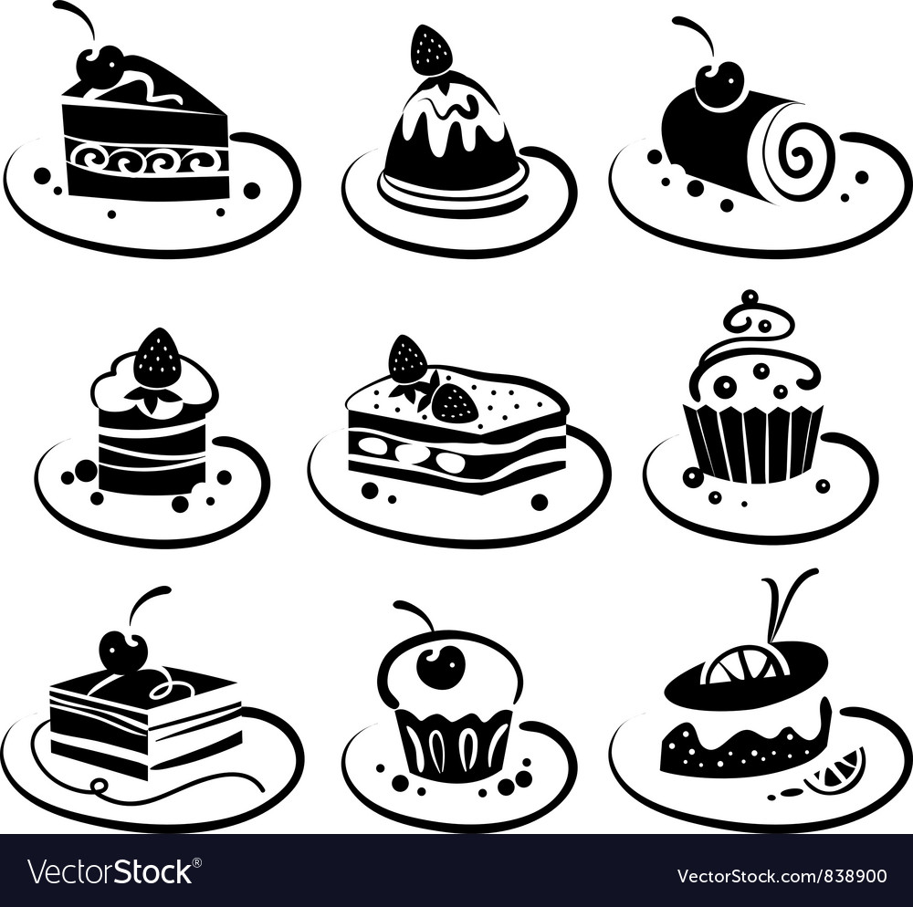 Set of cakes Royalty Free Vector Image - VectorStock