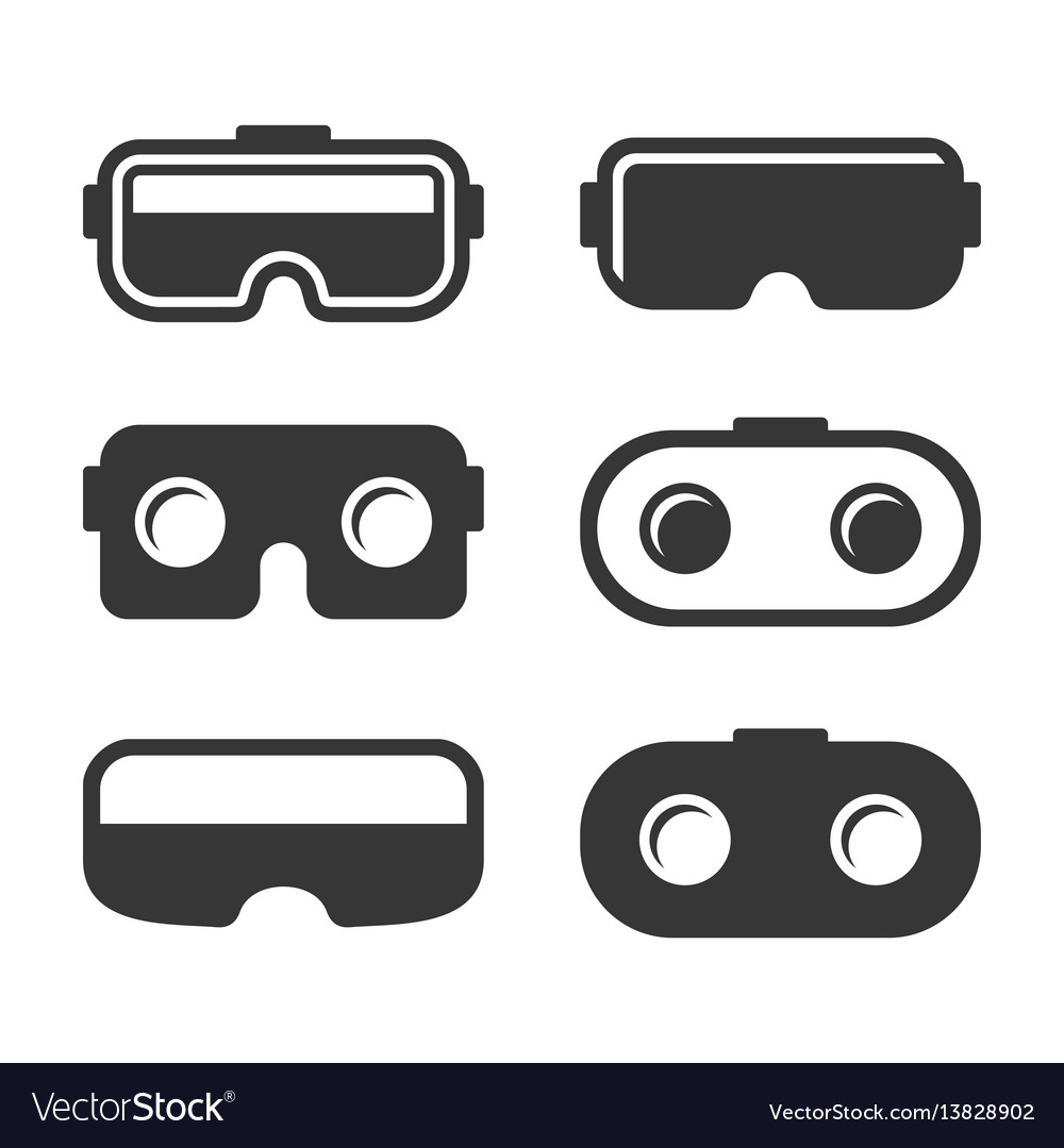 Vr headset icons set on white background Royalty Free Vector Image
