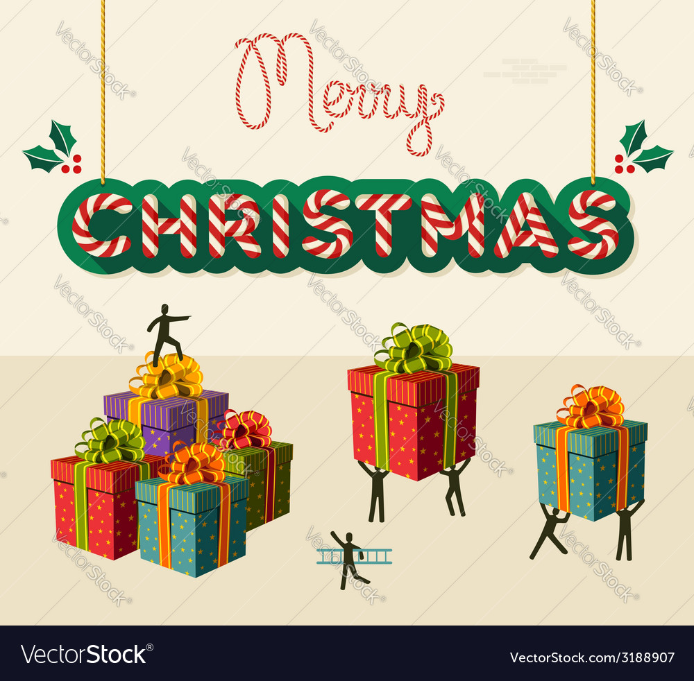 Merry Christmas teamwork card Royalty Free Vector Image