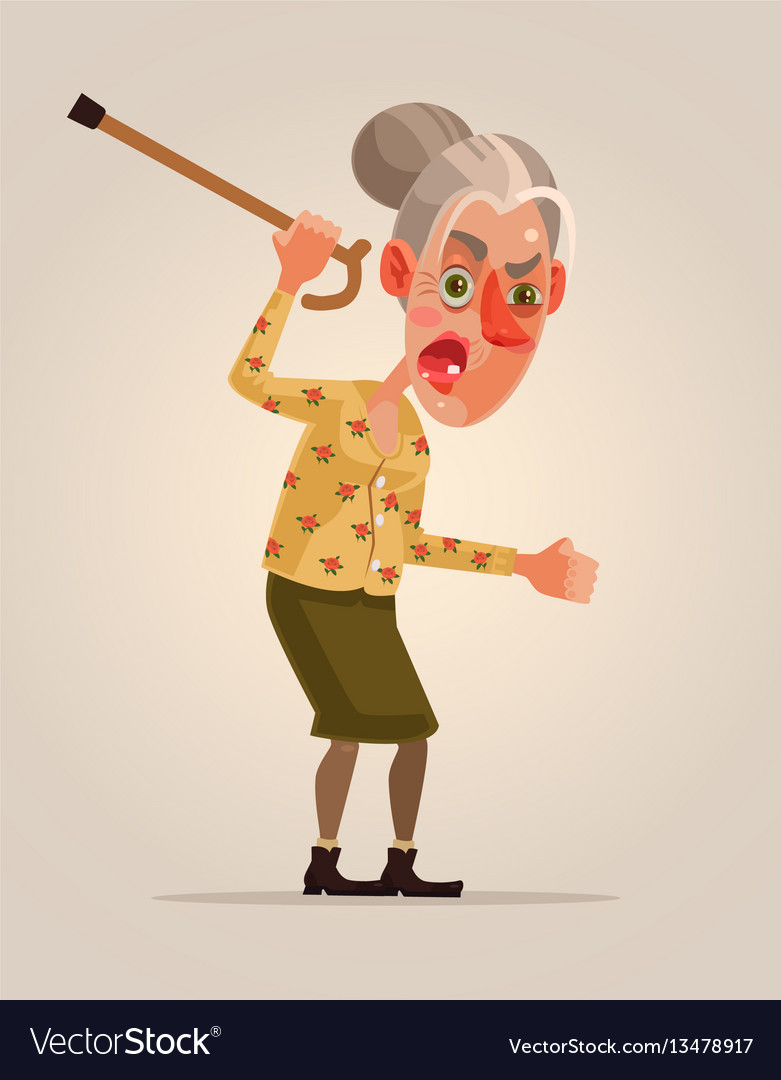 Download Angry old woman character Royalty Free Vector Image