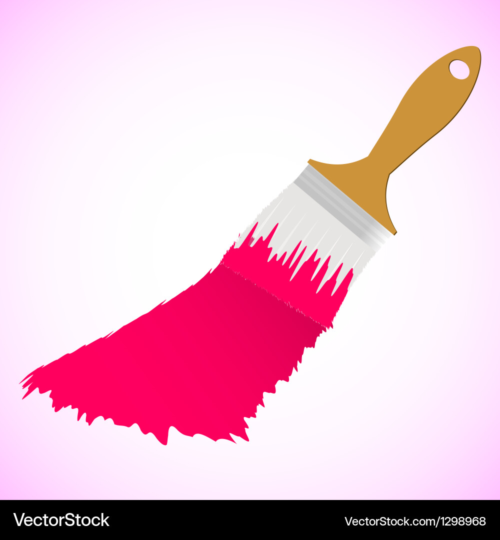 Pink colour paint brush on pink smooth background Vector Image