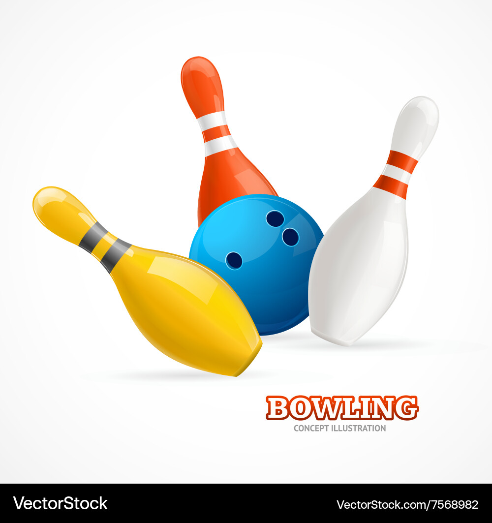 Bowling ball crashing into the pins Royalty Free Vector