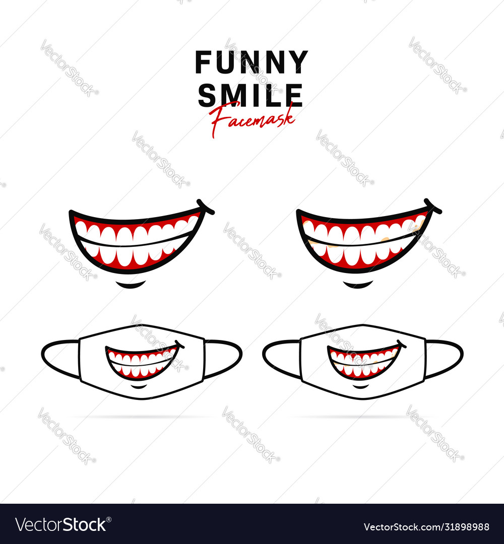 Face mask design with creepy open smile with teeth