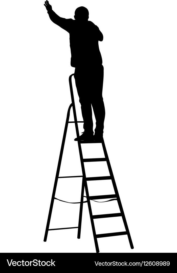 Silhouette worker climbing the ladder Royalty Free Vector
