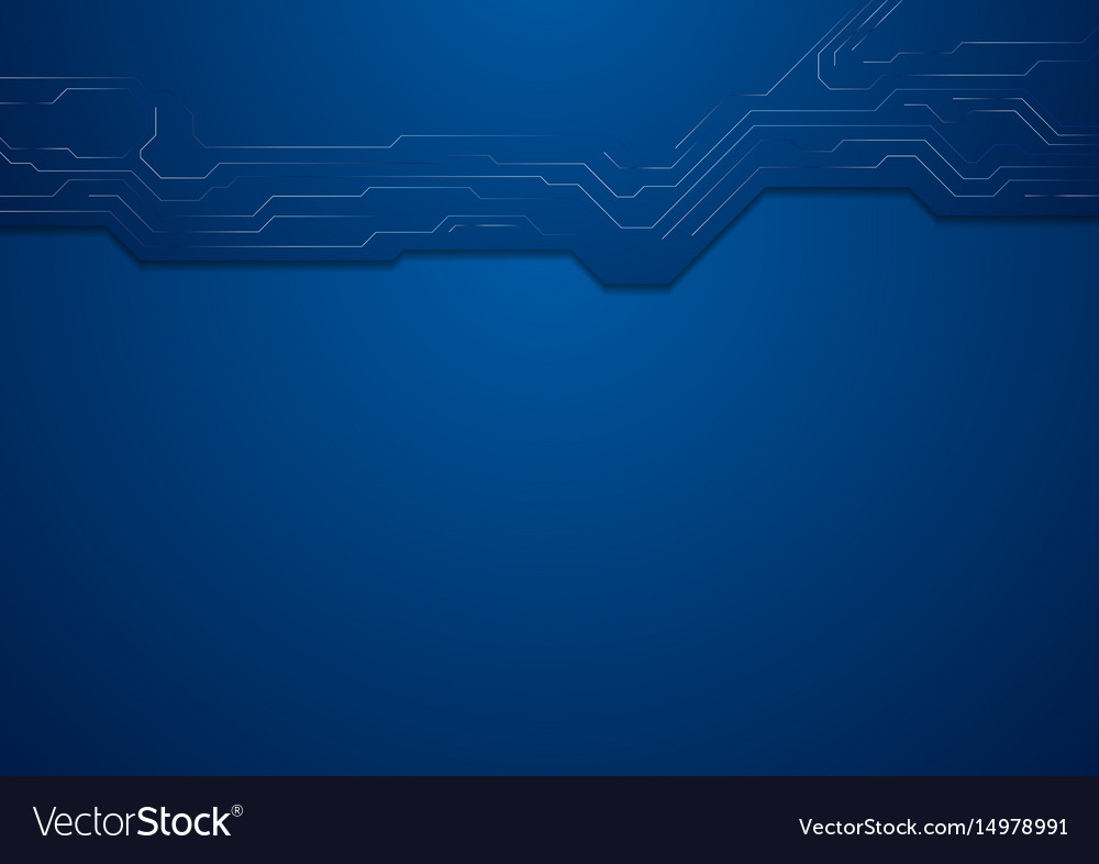 Dark Blue Hi Tech Circuit Board Background Vector Image