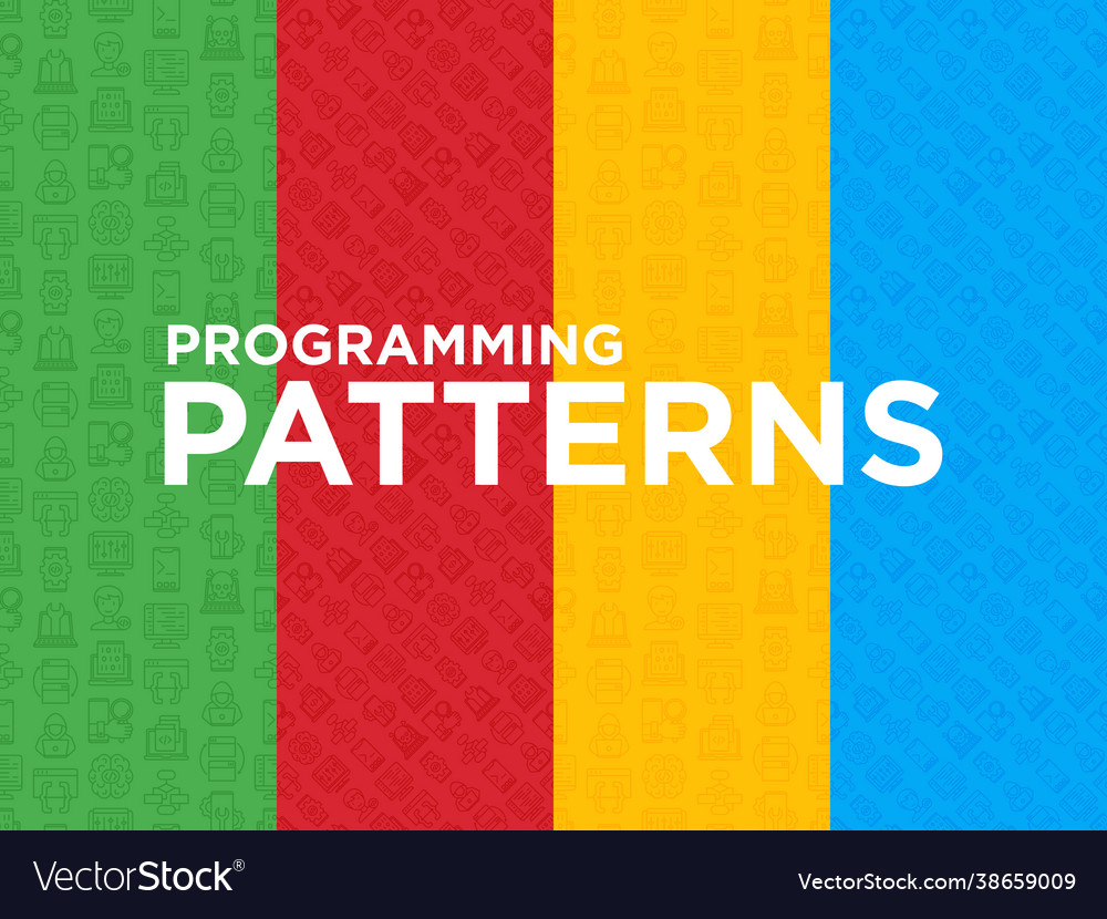 Four different programming seamless patterns Vector Image