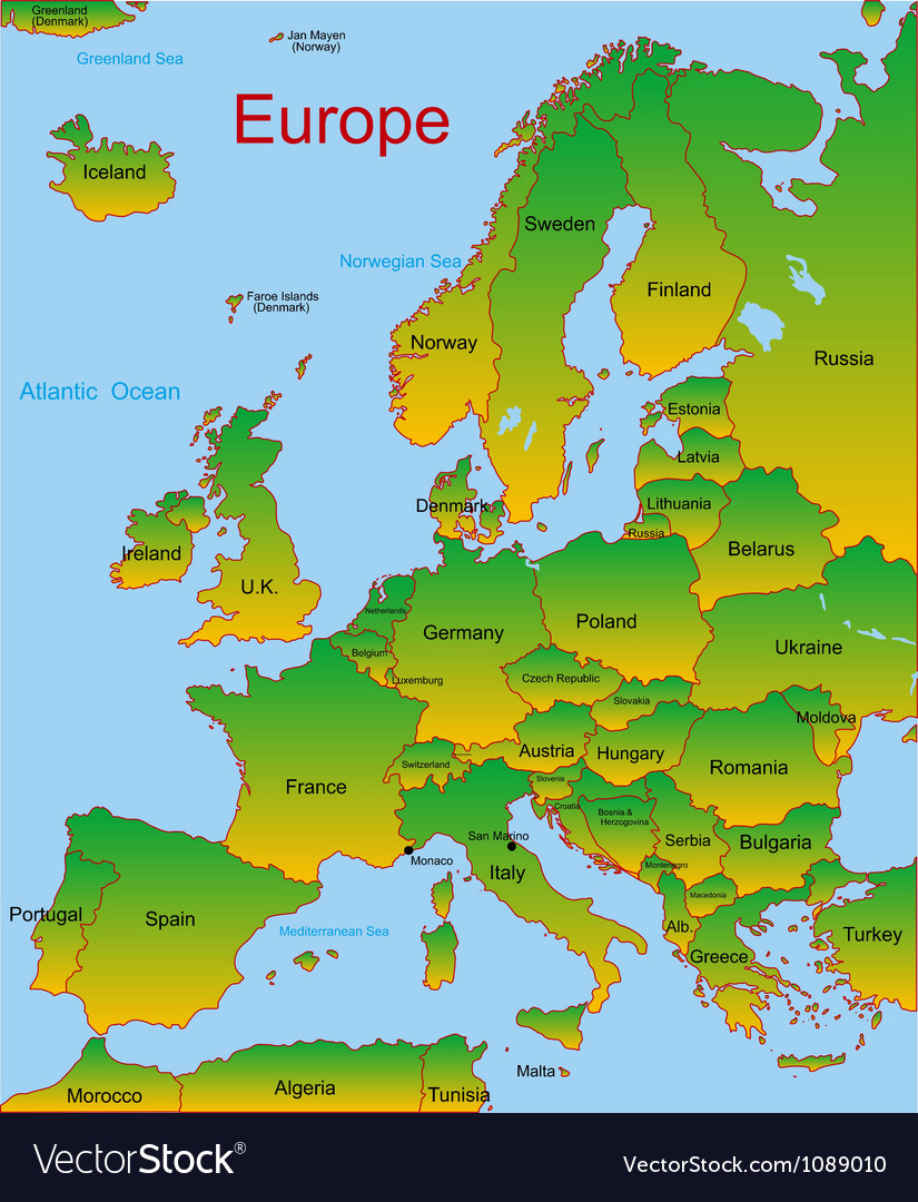 map of european continent vector image