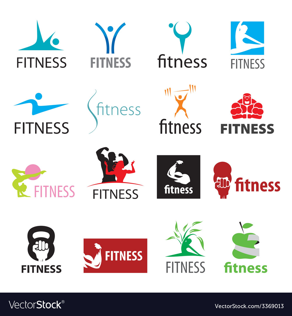set of logos fitness and sports royalty free vector image sport product logos