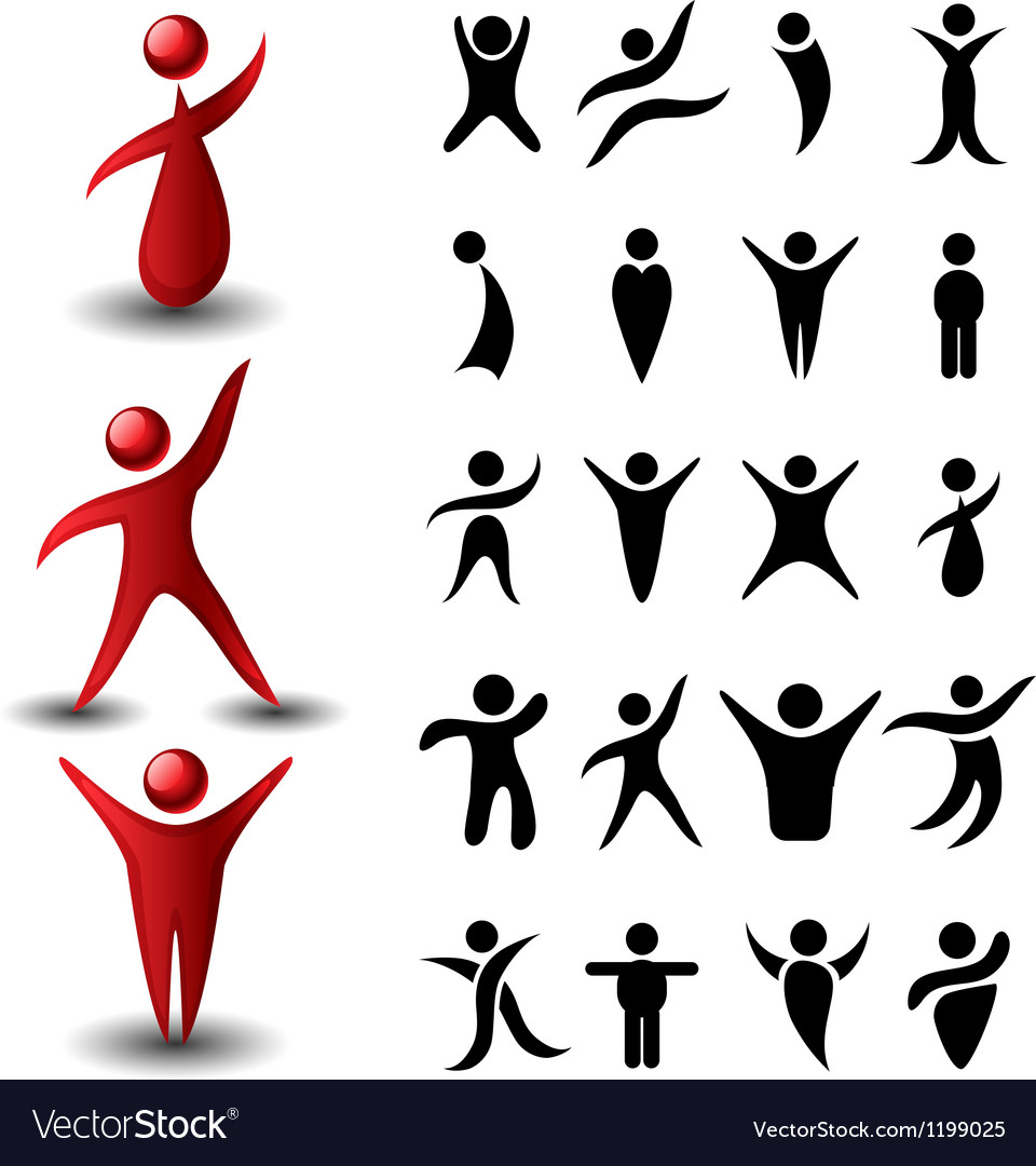 Abstract people symbol set Royalty Free Vector Image