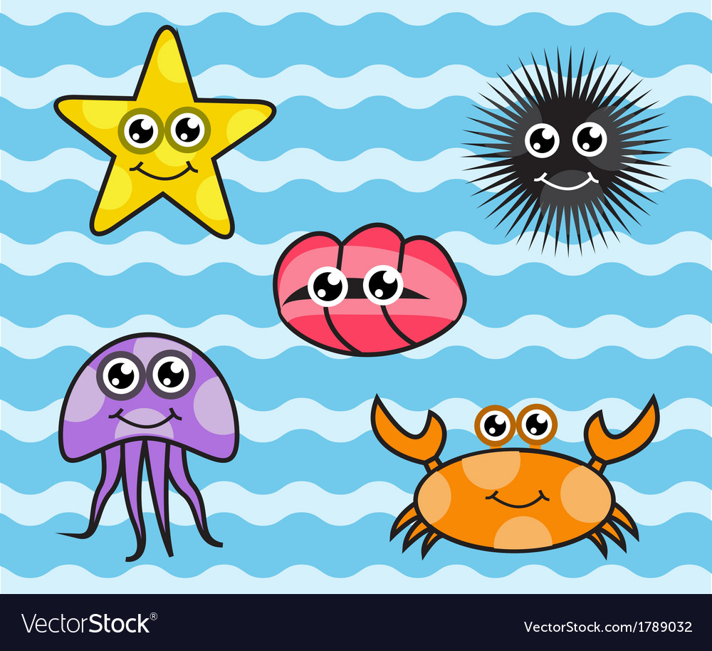Cartoon sea creatures Royalty Free Vector Image