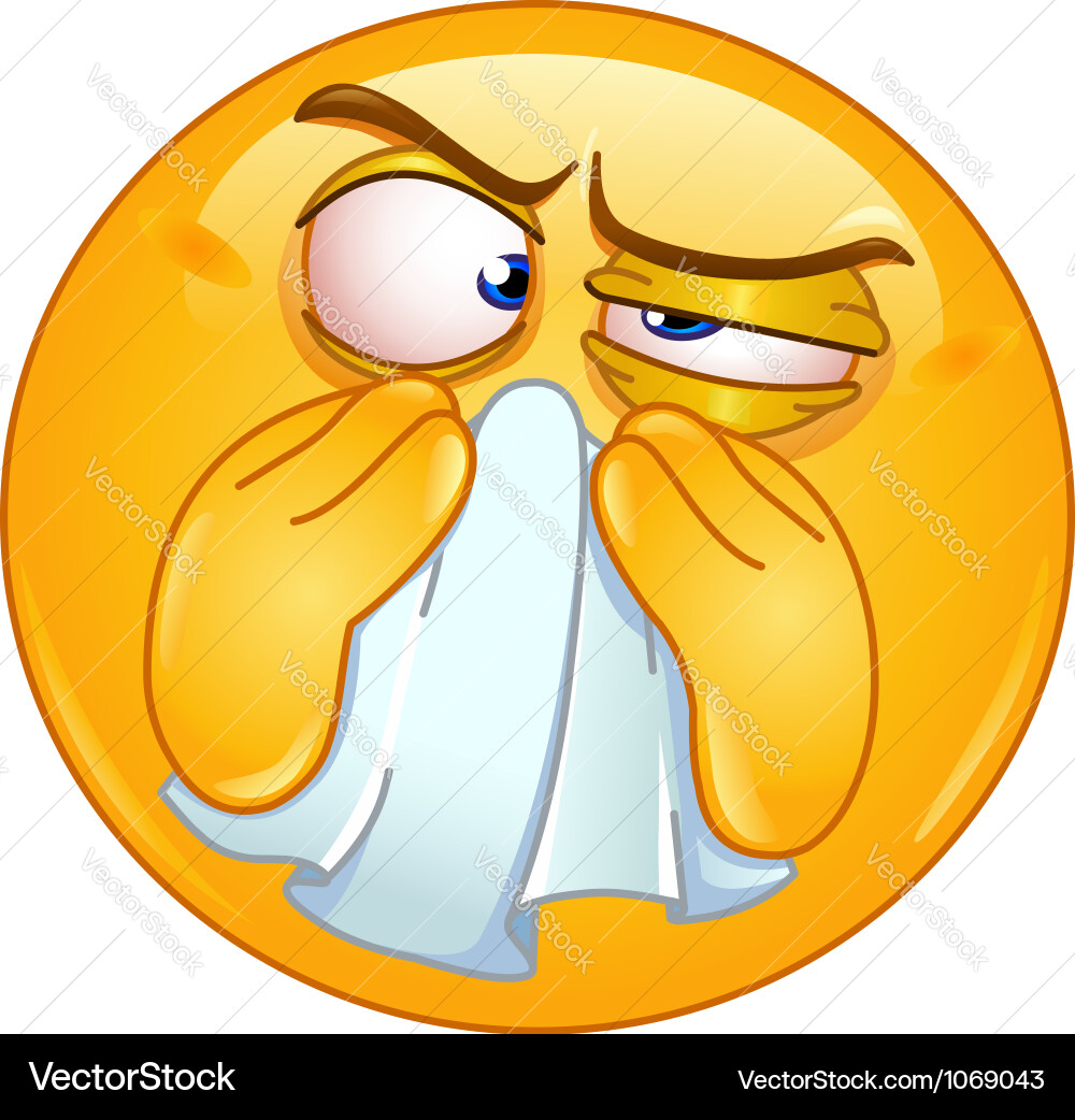 Wiping nose emoticon Royalty Free Vector Image