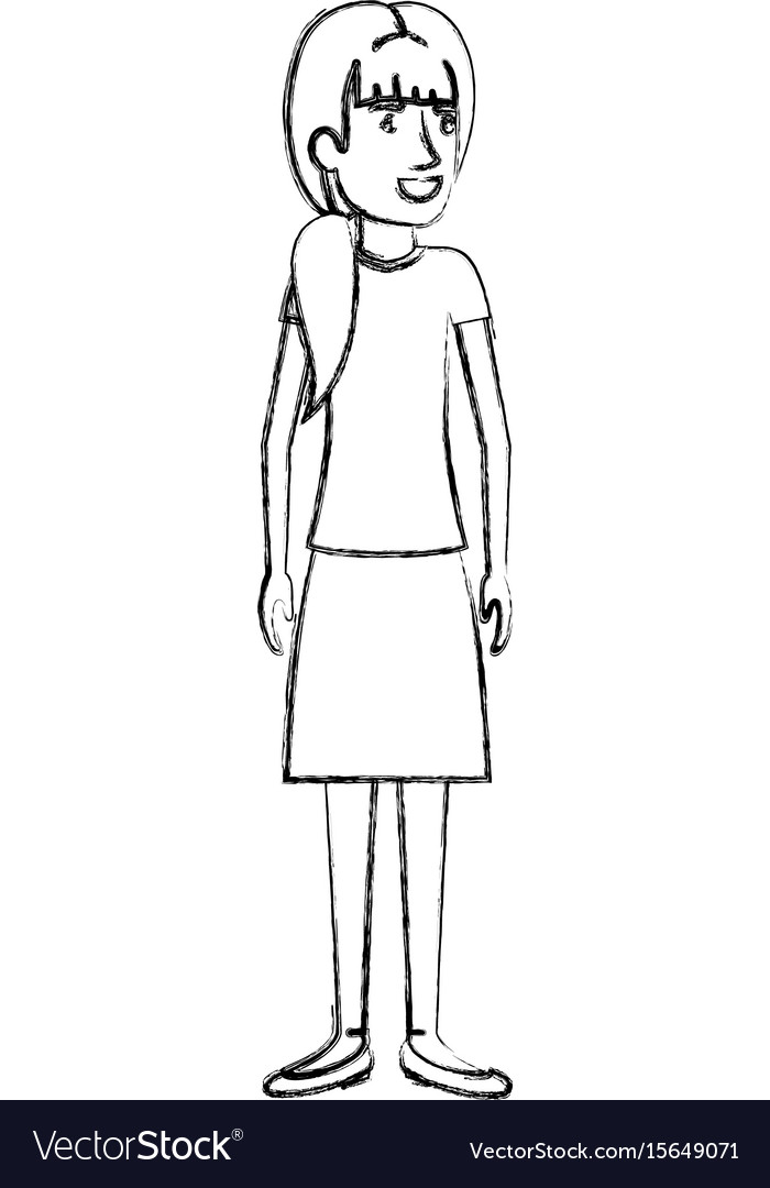 blurred silhouette of woman standing with ponytail vector image