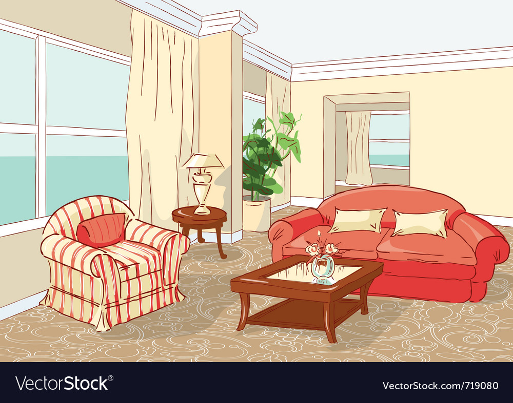 Download Interior living room Royalty Free Vector Image