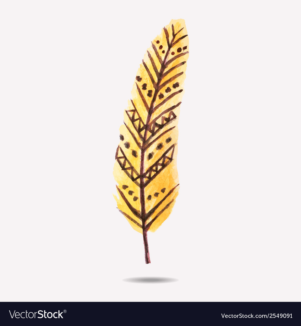 With watercolor feather Royalty Free Vector Image