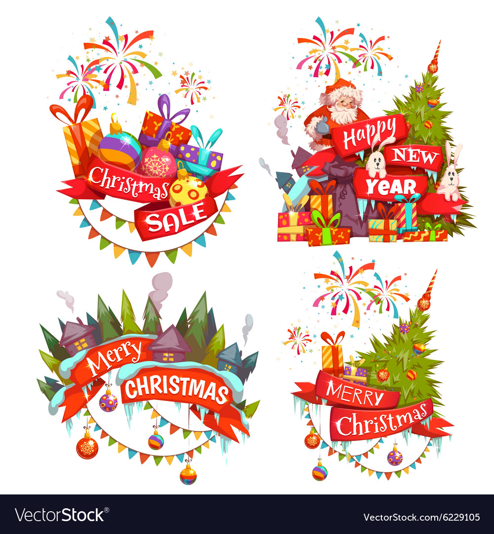 merry christmas banner set with santa claus vector image merry banner