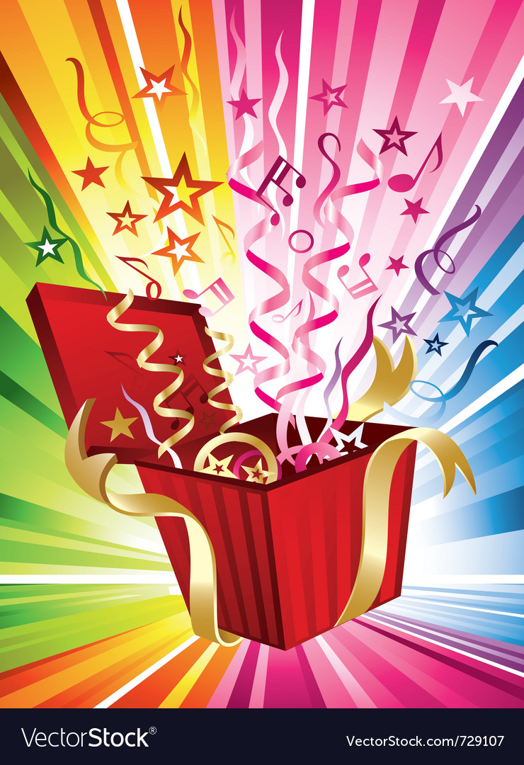 Download Exploding birthday present Royalty Free Vector Image - VectorStock