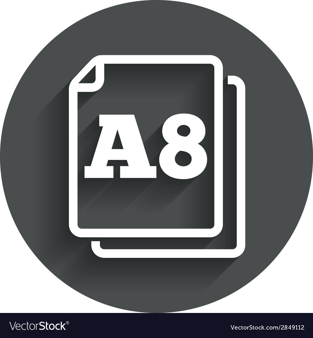 paper size a8 standard icon document symbol vector image standard computer paper size