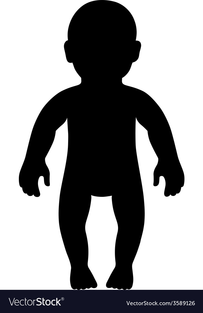 Download Full length front view standing baby silhouette Vector Image