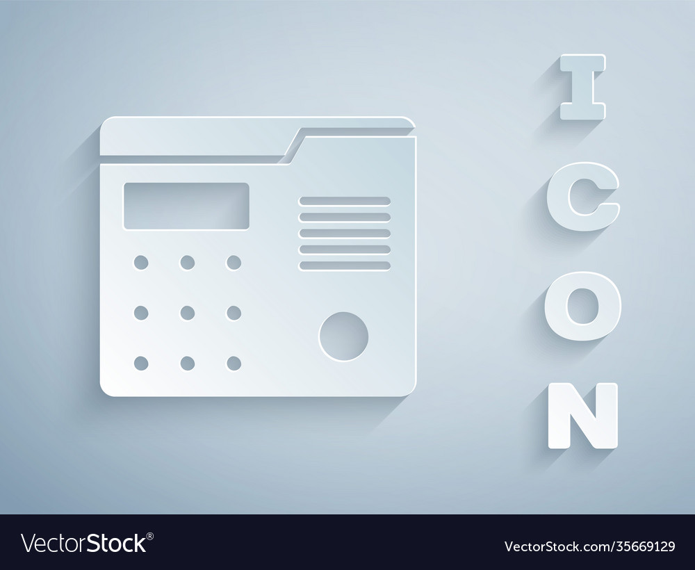 Paper cut house intercom system icon isolated Vector Image