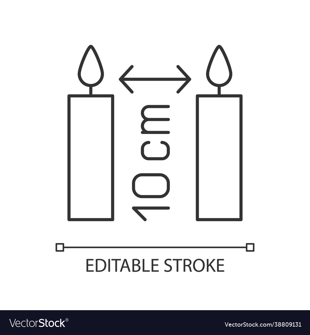 Distance between burning candles linear manual Vector Image