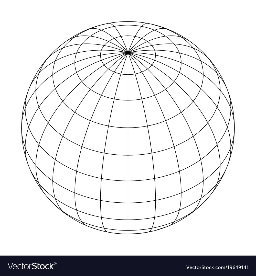 Line Drawing Globe : Earth planet globe grid of meridians and parallels