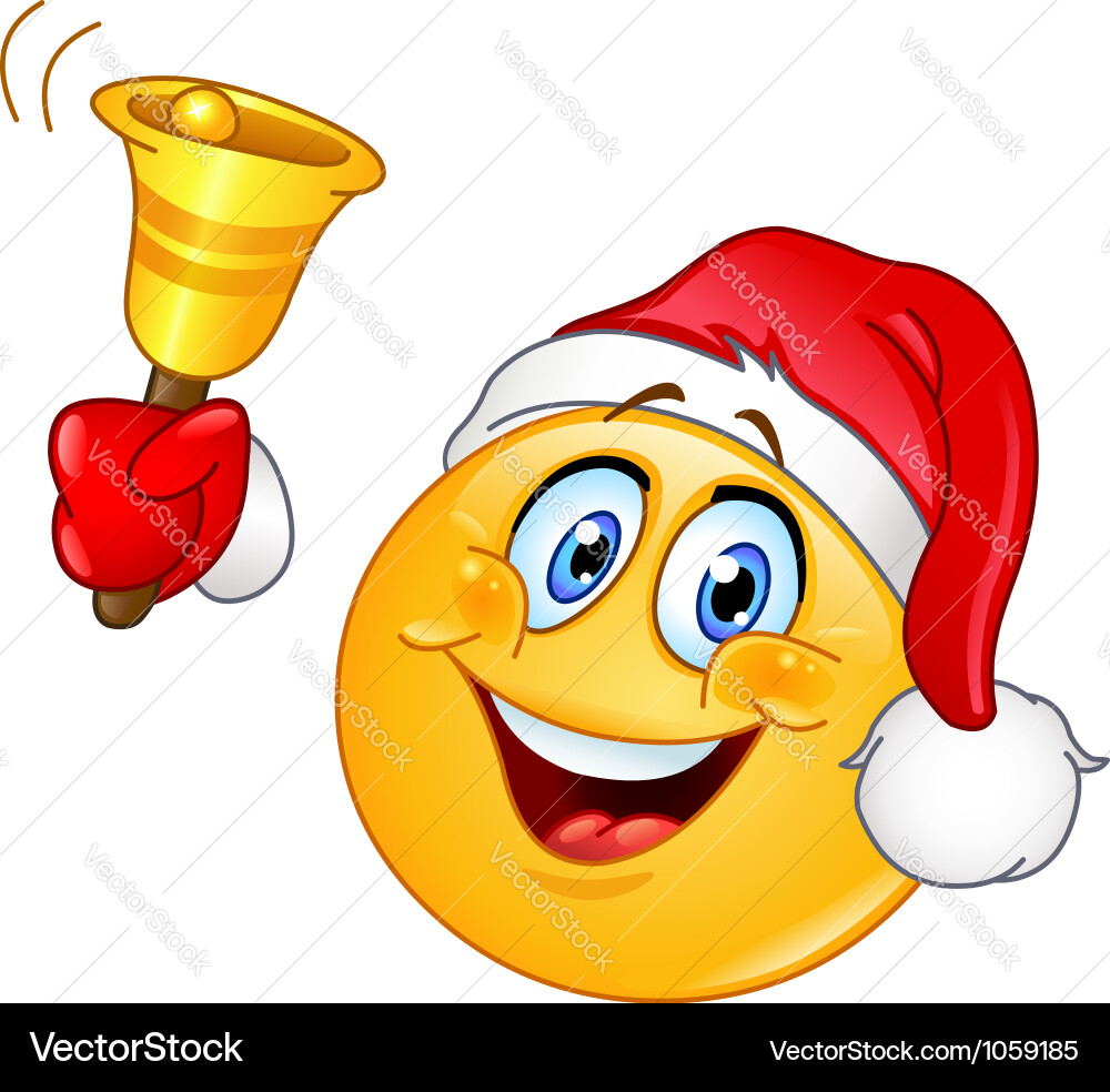 Christmas emoticon with bell Royalty Free Vector Image