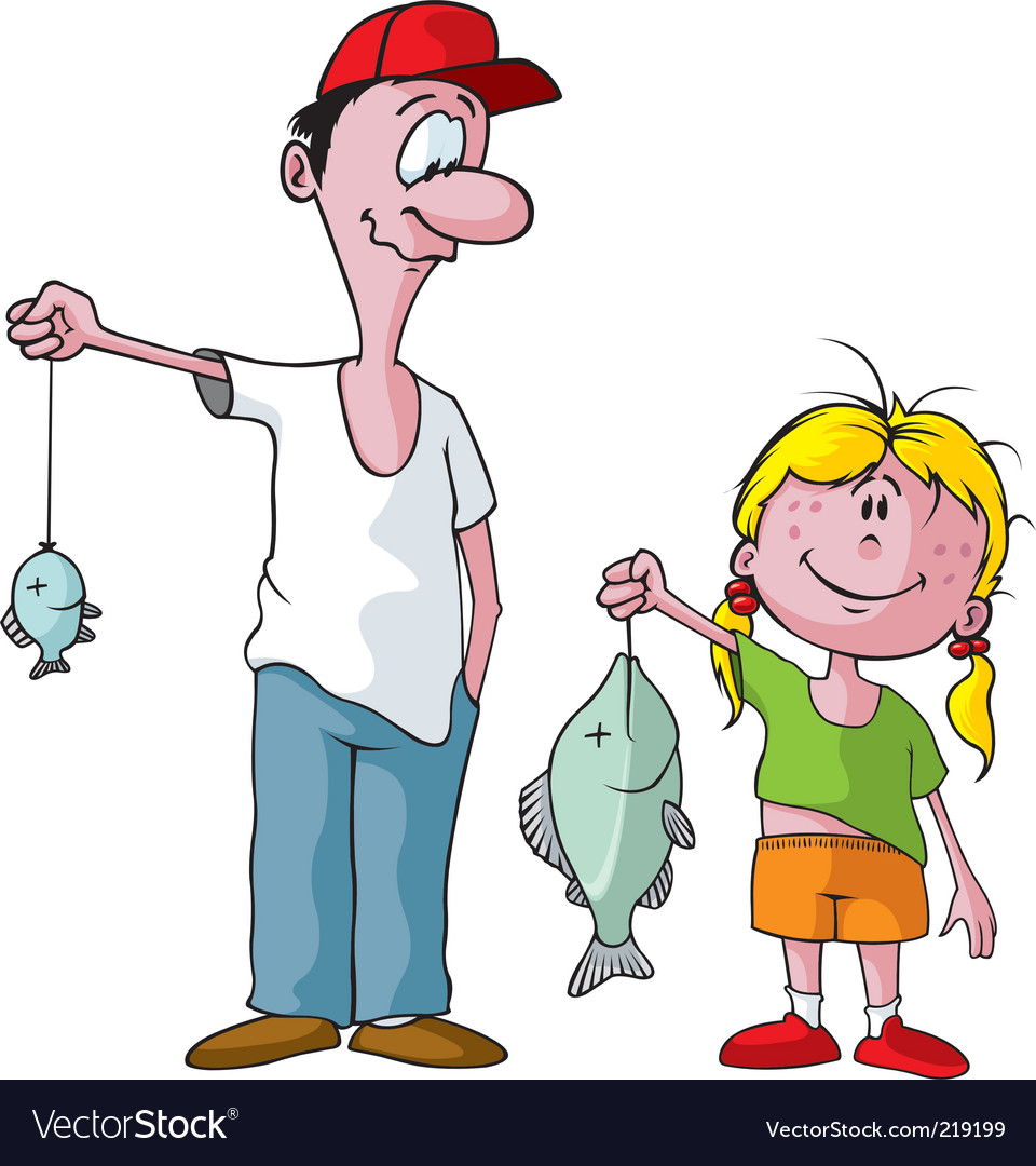 Download Dad and daughter fishing trip Royalty Free Vector Image
