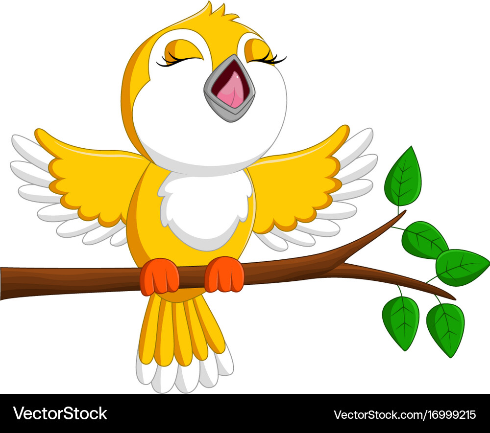 Cute bird singing Royalty Free Vector Image - VectorStock