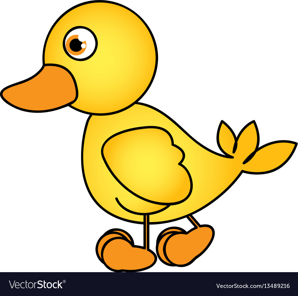 Caricature yellow duck side view animal icon Vector Image