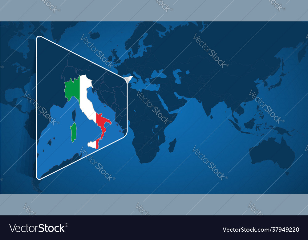 World Map Of Italy Location Italy On World Map With Enlarged Vector 37949220