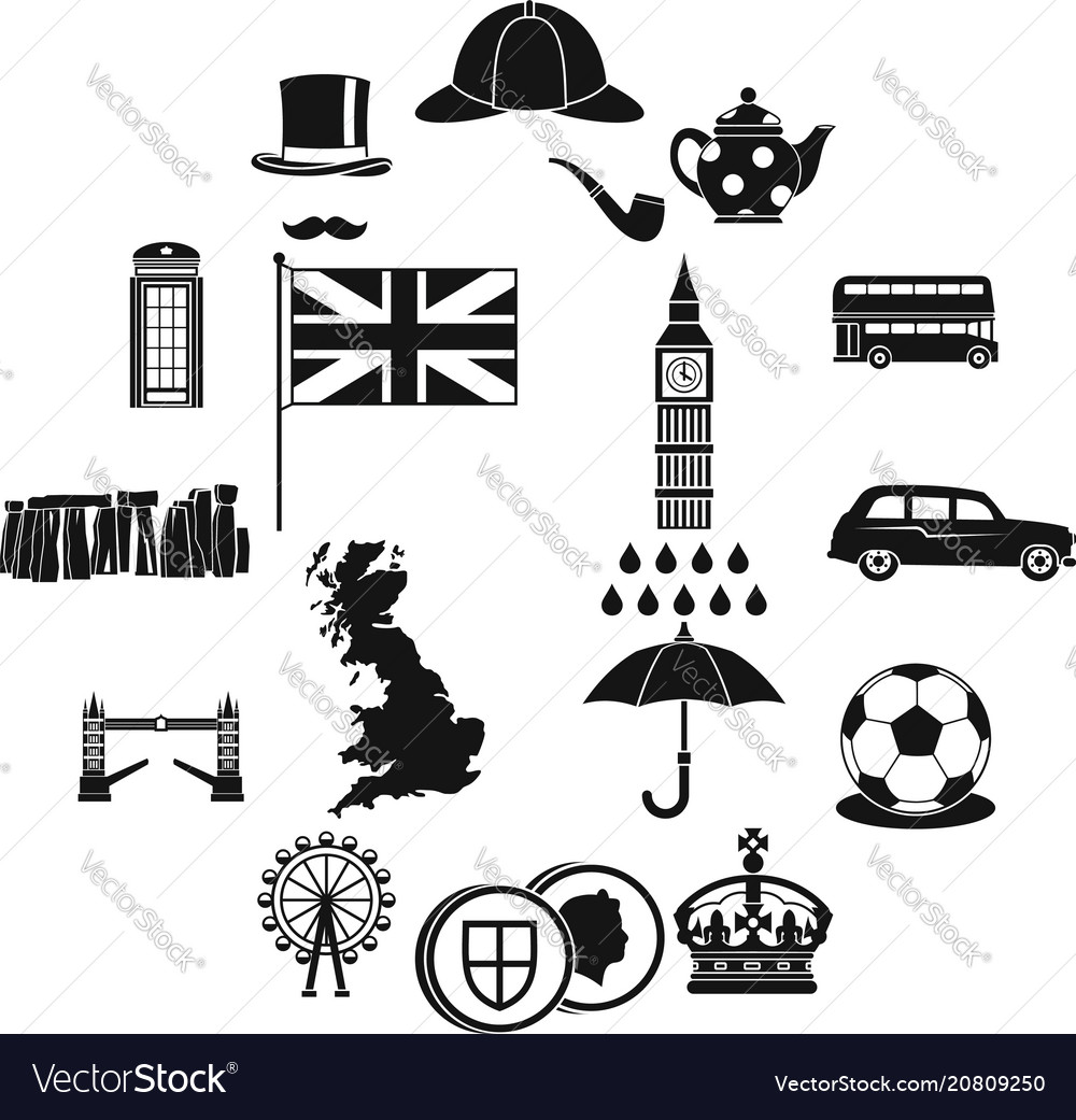 great britain icons set simple style royalty free vector