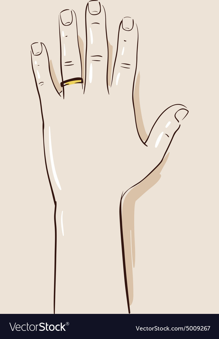 Download Man hand wearing a wedding ring drawing Royalty Free Vector
