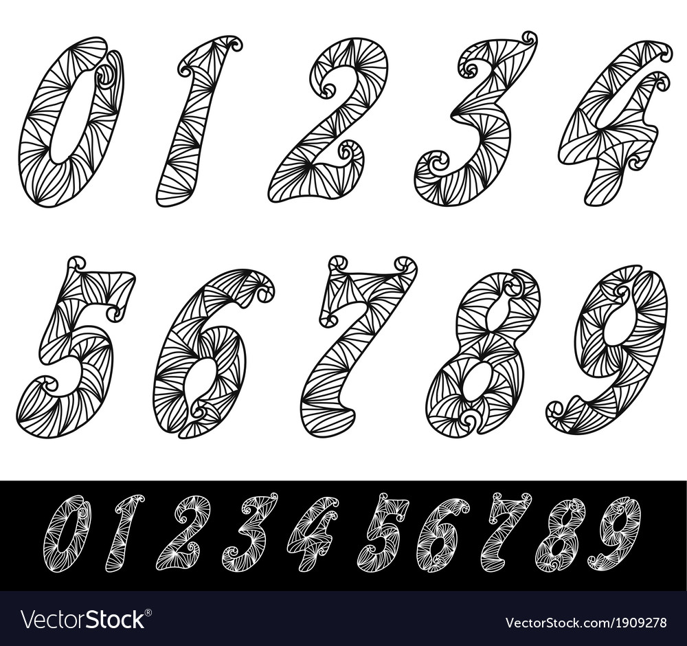 Decorative numbers Royalty Free Vector Image VectorStock