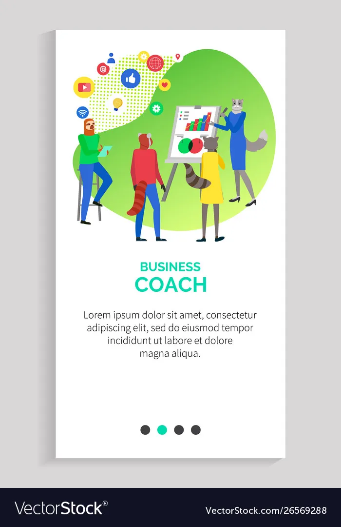 Business Coach Hipster Tiere auf Prasentation Vektorbild