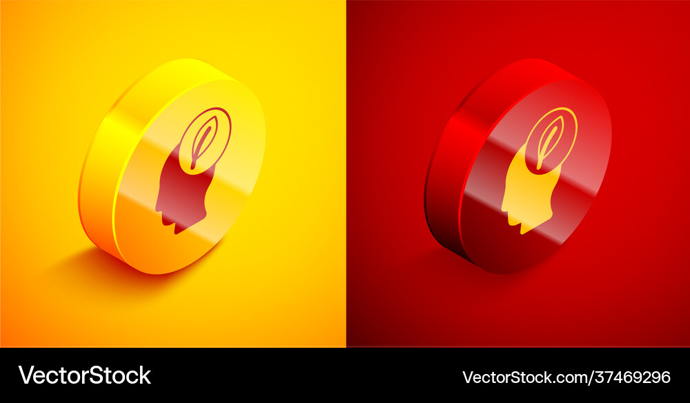 Isometric human head with leaf inside icon Vector Image