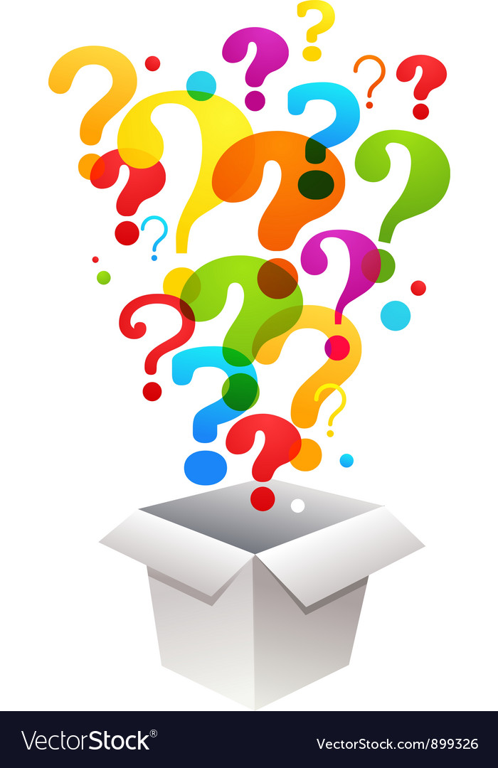 Box with question mark icons Royalty Free Vector Image