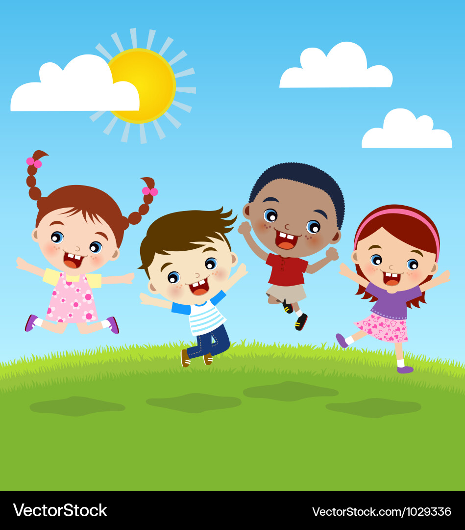 Happy jumping kids Royalty Free Vector Image - VectorStock
