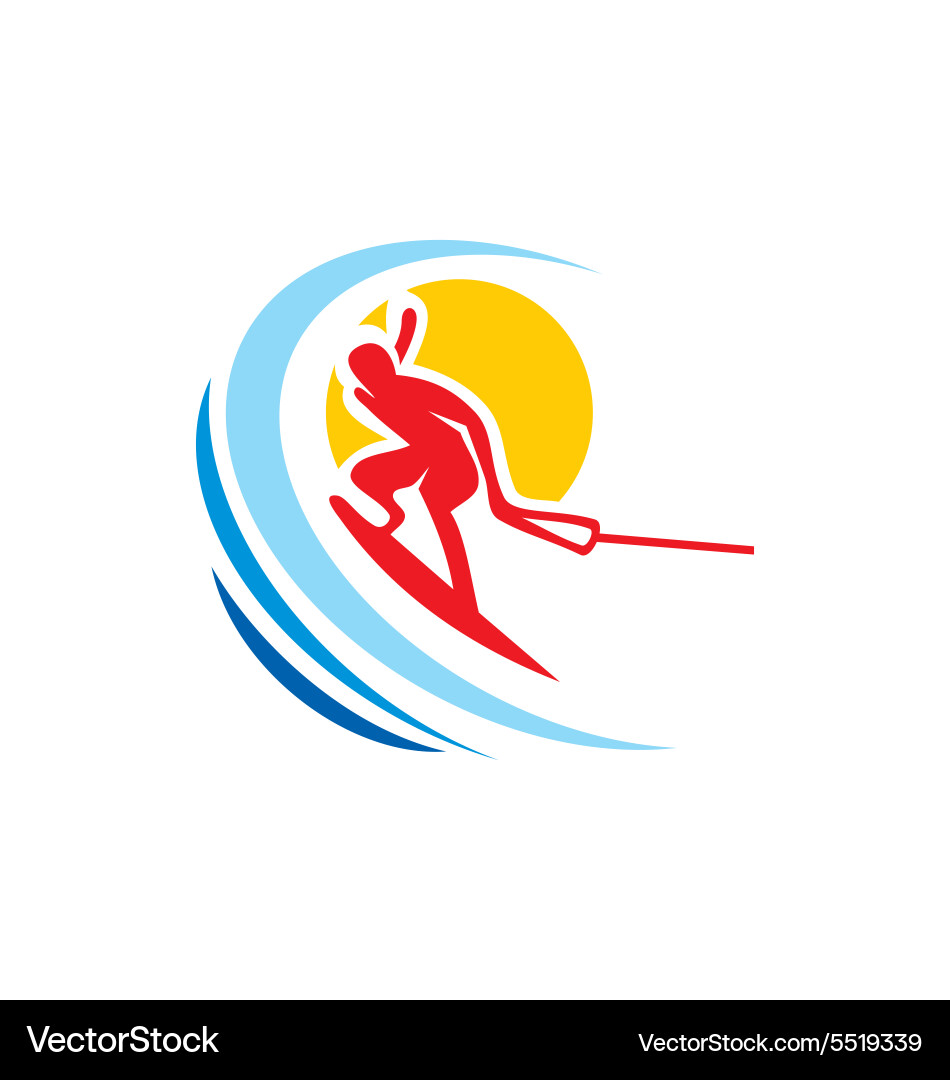 Water sport ski abstract logo Royalty Free Vector Image