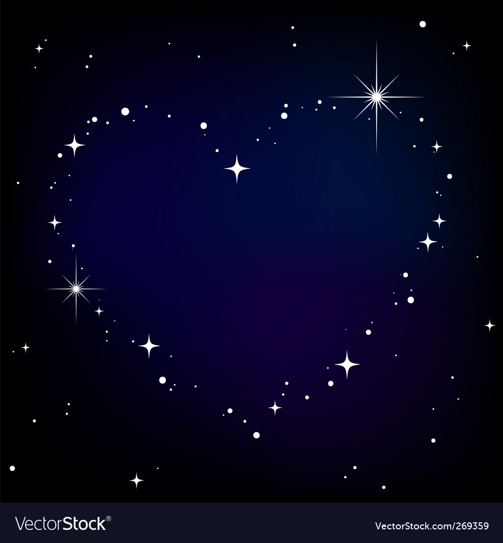 Star heart in night sky Royalty Free Vector Image
