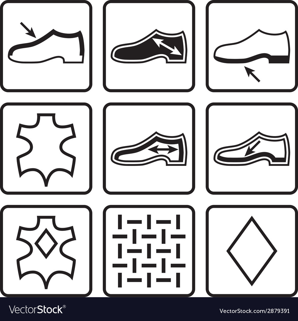 Shoes properties symbols Royalty Free Vector Image