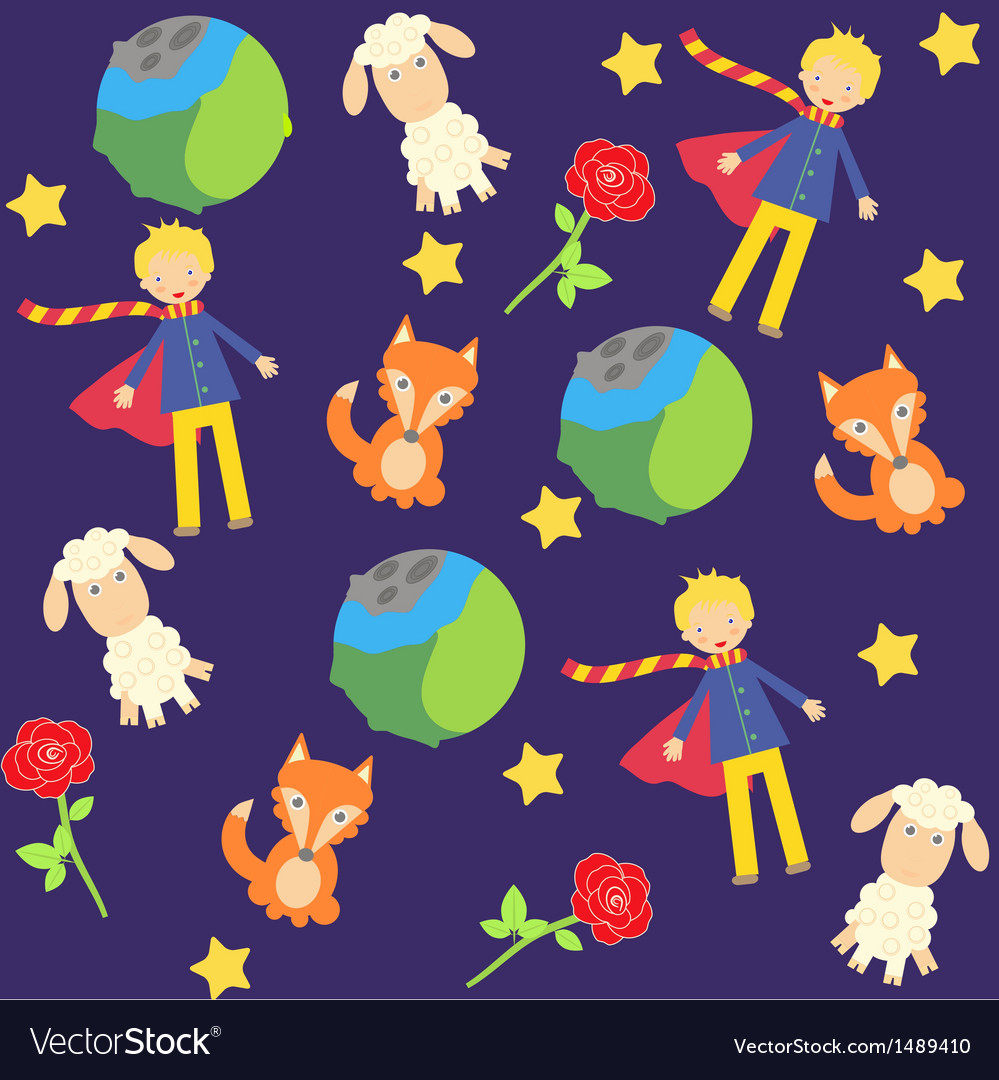 Background with The little prince characters Vector Image