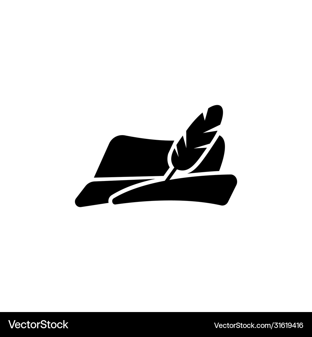 Traditional hunter hat with feather flat icon Vector Image