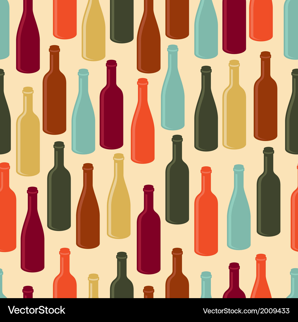 Seamless pattern with wine bottles Royalty Free Vector Image