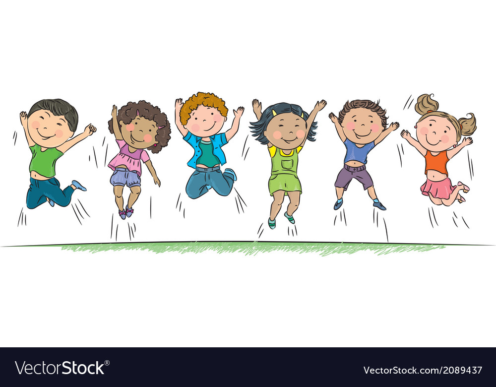 Happy children jumping Royalty Free Vector Image