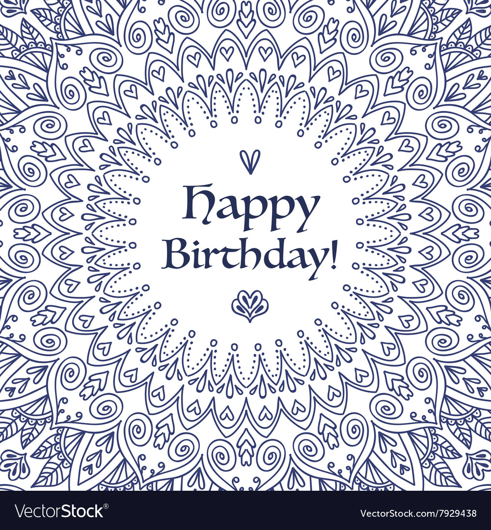 Mandala Happy Birthday Card Royalty Free Vector Image