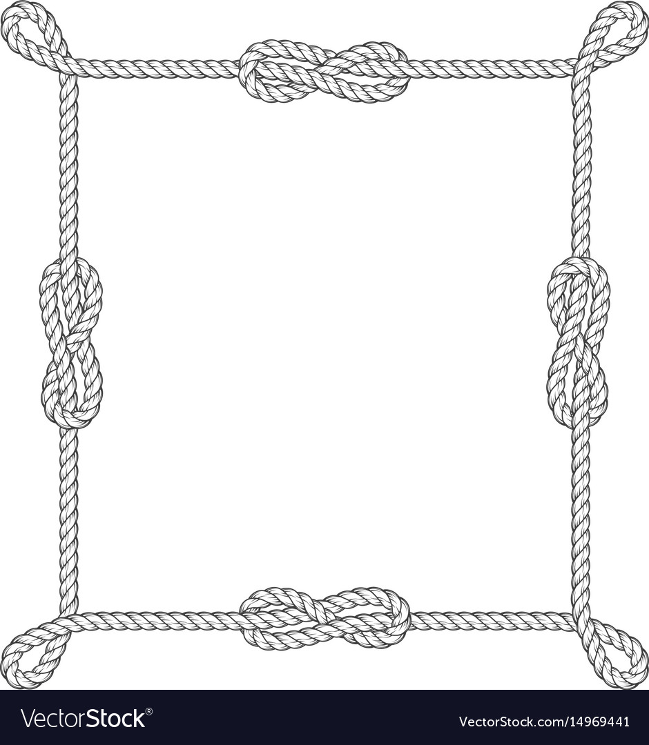Square rope frame with knots and loops Royalty Free Vector
