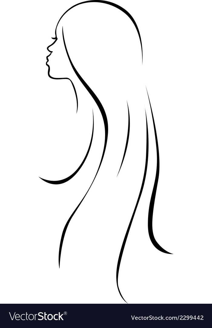 Download Beautiful woman head - black line drawing Vector Image