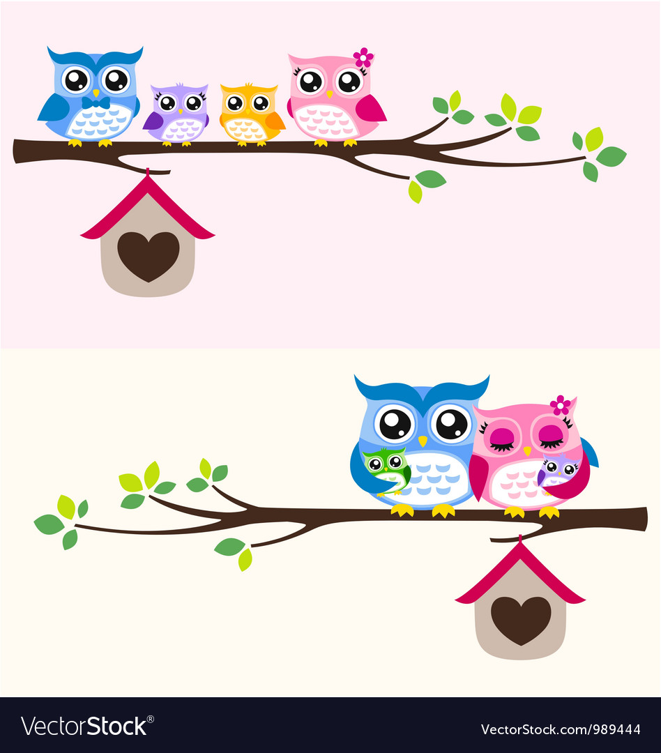 Download Owl family Royalty Free Vector Image - VectorStock