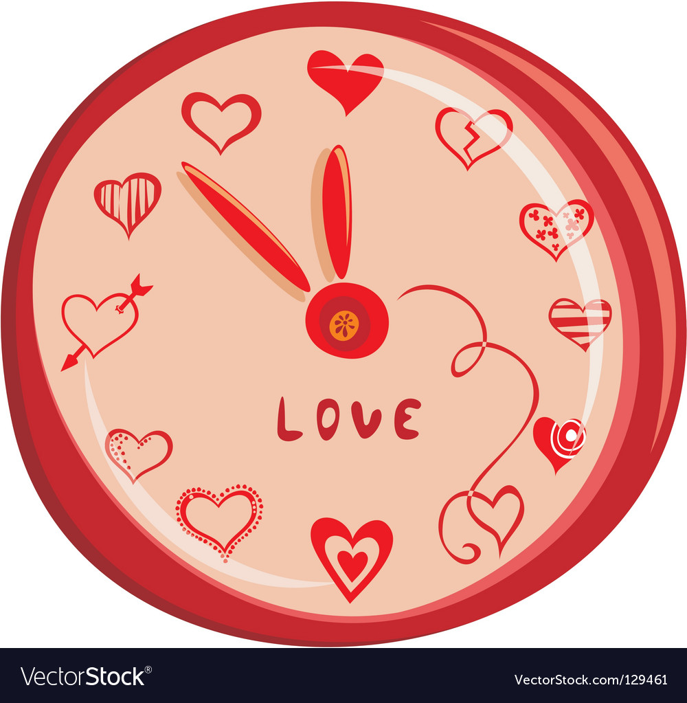 Love clock Royalty Free Vector Image VectorStock