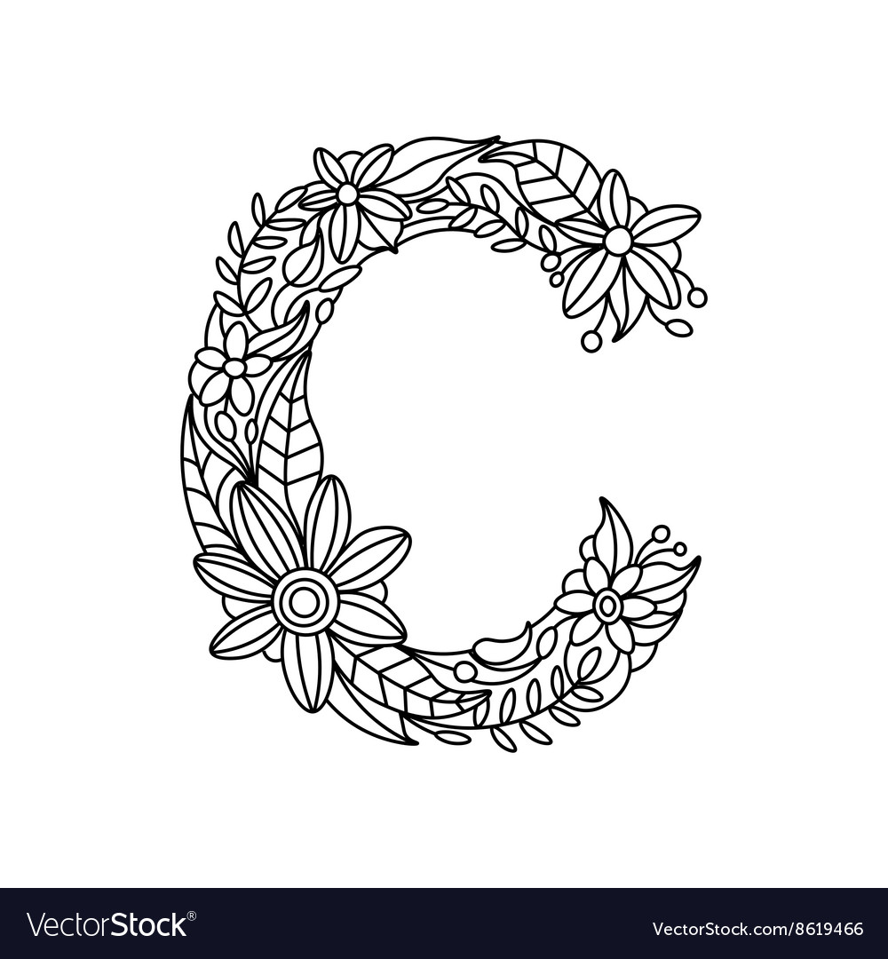 Download Letter C coloring book for adults Vector Image by apokusay ...